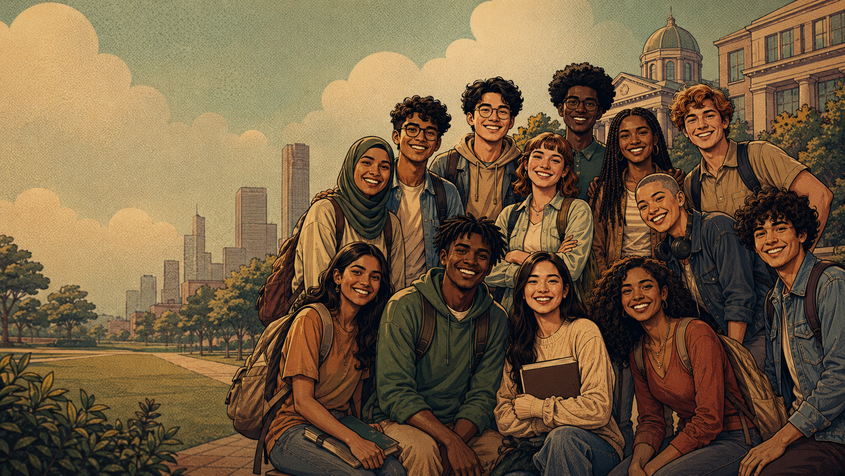 Diverse group of students